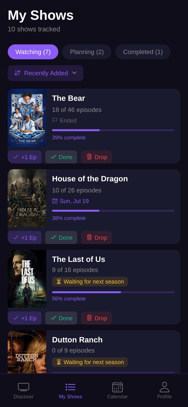 Track your watchlist